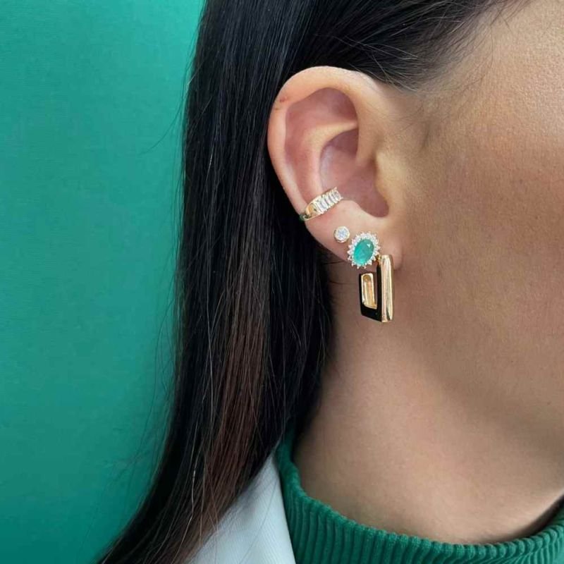 BRINCO OVAL COLOR BORDA CRAVEJADA