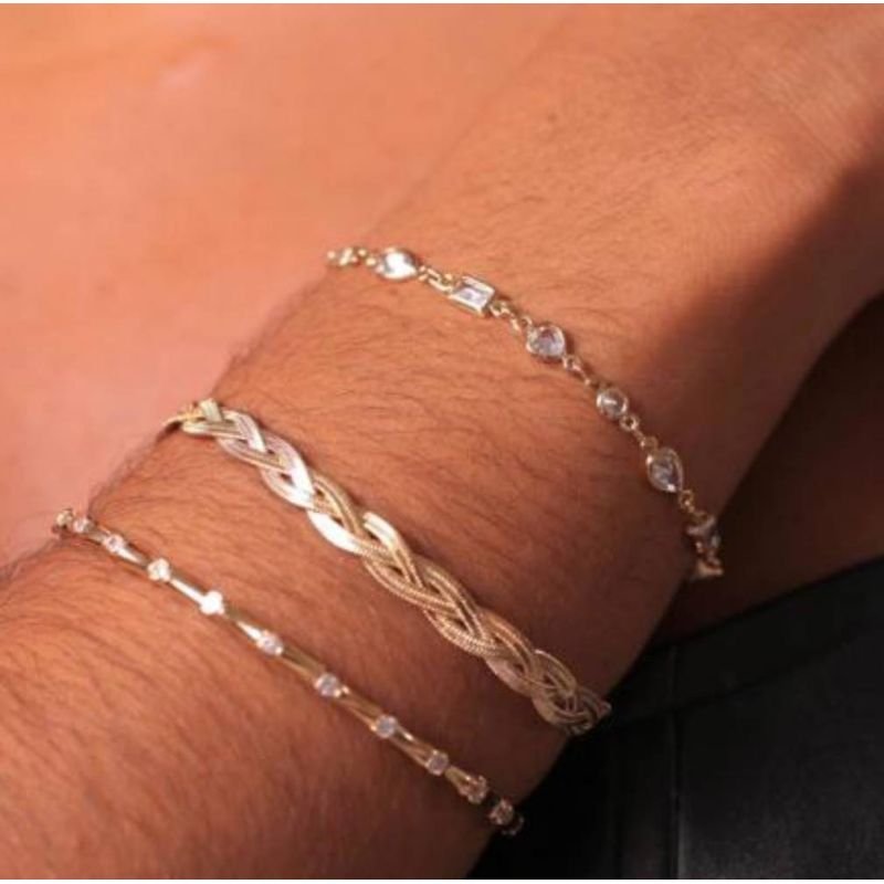 PULSEIRA TRANÇADA DIAMANTADA