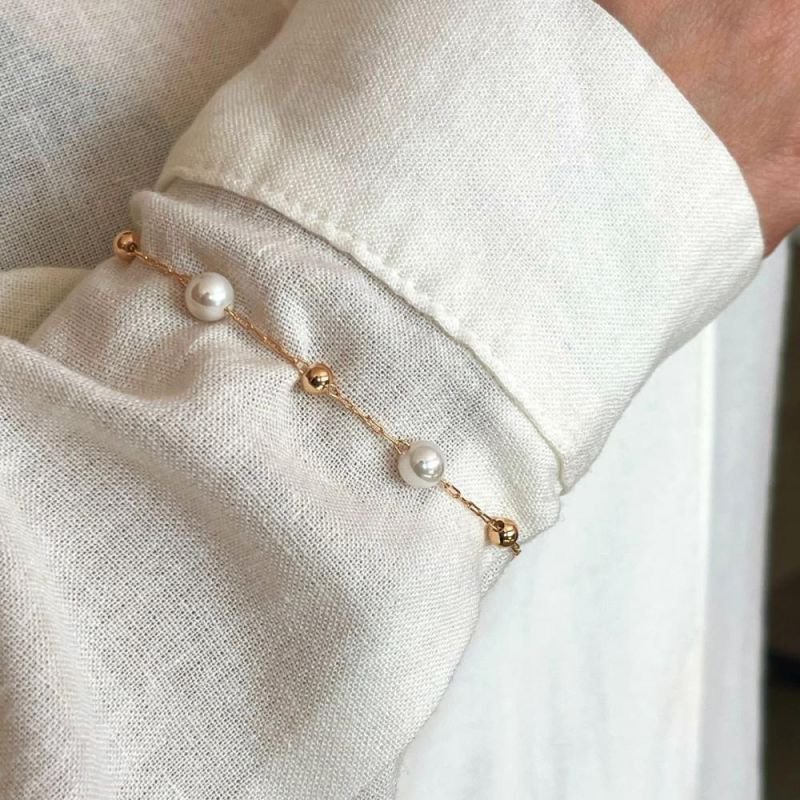 PULSEIRA BOLINHAS LISAS E PÉROLAS