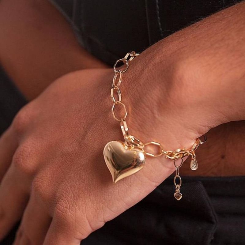 PULSEIRA ELOS COM PINGENTE CORAÇÃO