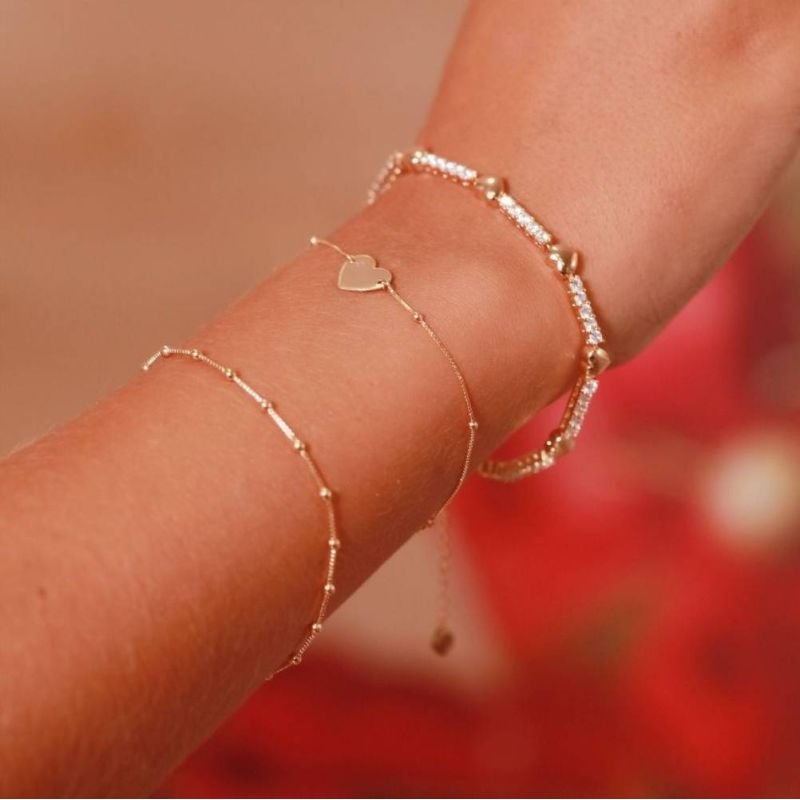 PULSEIRA COM PEDRAS E CORAÇÃO