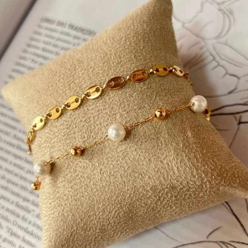 PULSEIRA BOLINHAS LISAS E PÉROLAS