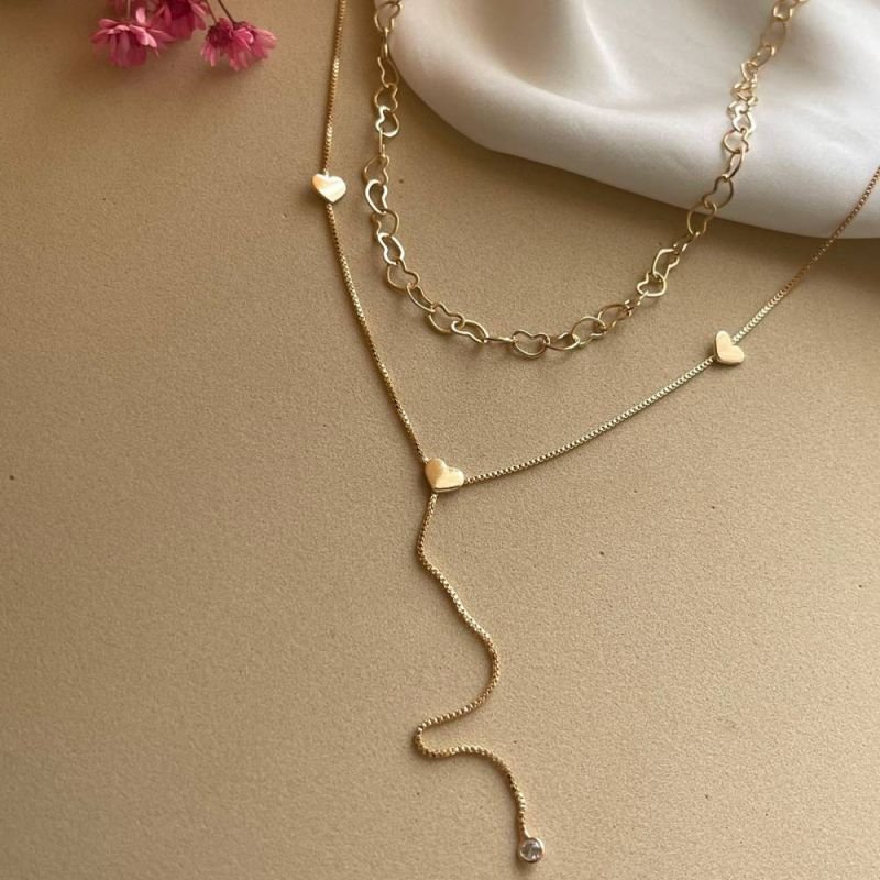 COLAR CHOKER CORAÇÕES VAZADOS