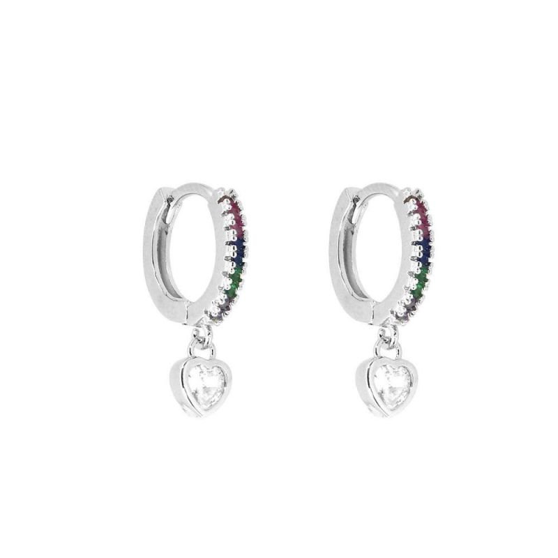 BRINCO ARGOLA COM ZIRCONIAS COLORIDAS E CORAÇÃO DE LUZ