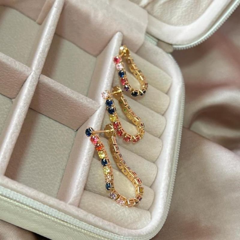 BRINCO PENDURADO COM ZIRCONIAS COLORIDAS G