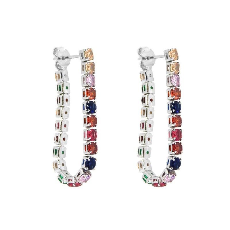 BRINCO PENDURADO COM ZIRCONIAS COLORIDAS G