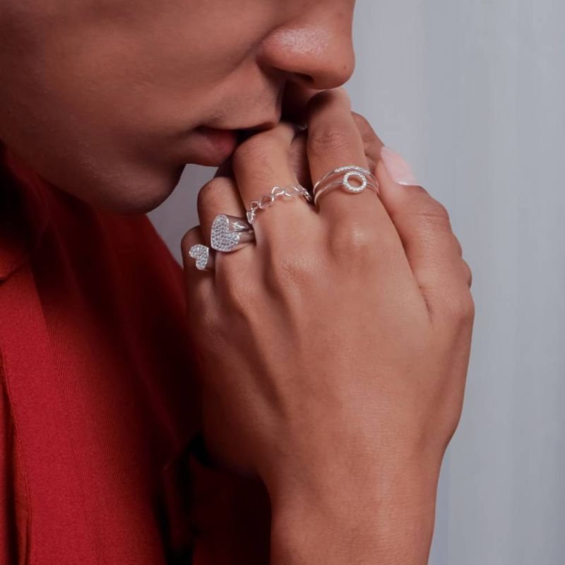 ANEL 2 CORAÇÕES PRATA