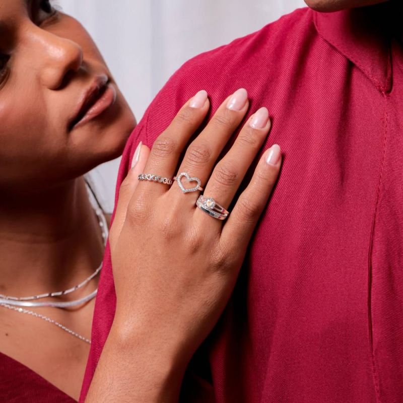 ANEL CORAÇÃO PRATA