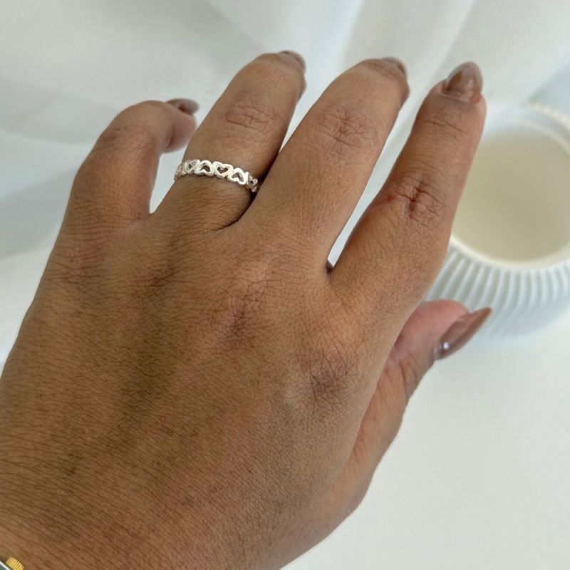 ANEL CORAÇÃOZINHOS PRATA