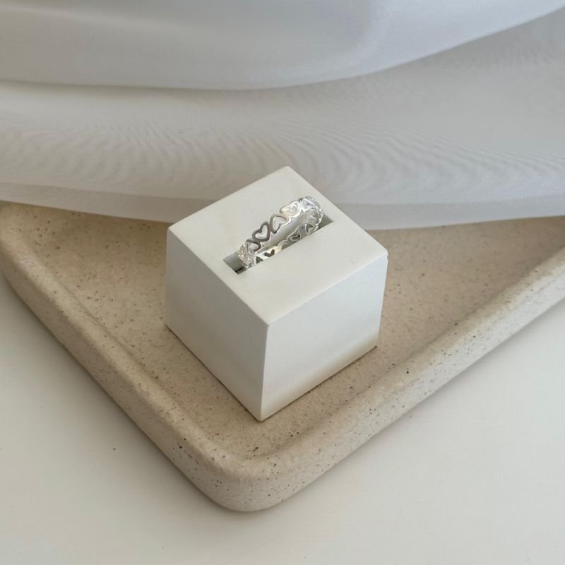 ANEL CORAÇÃOZINHOS PRATA