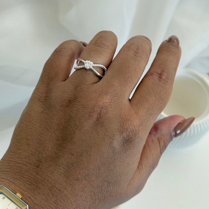 ANEL PEDRA CORAÇÃO PRATA