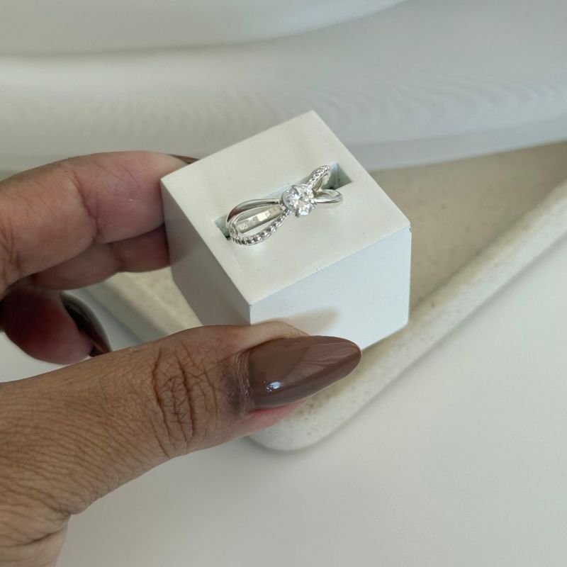 ANEL PEDRA CORAÇÃO PRATA