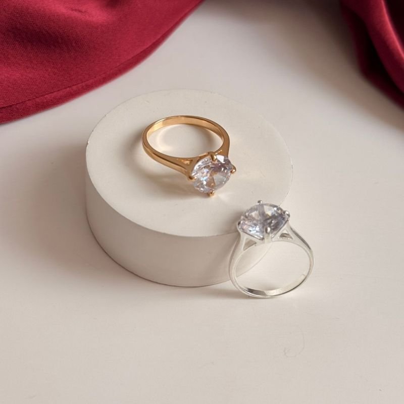 ANEL SOLITÁRIO DIAMONT PRATA