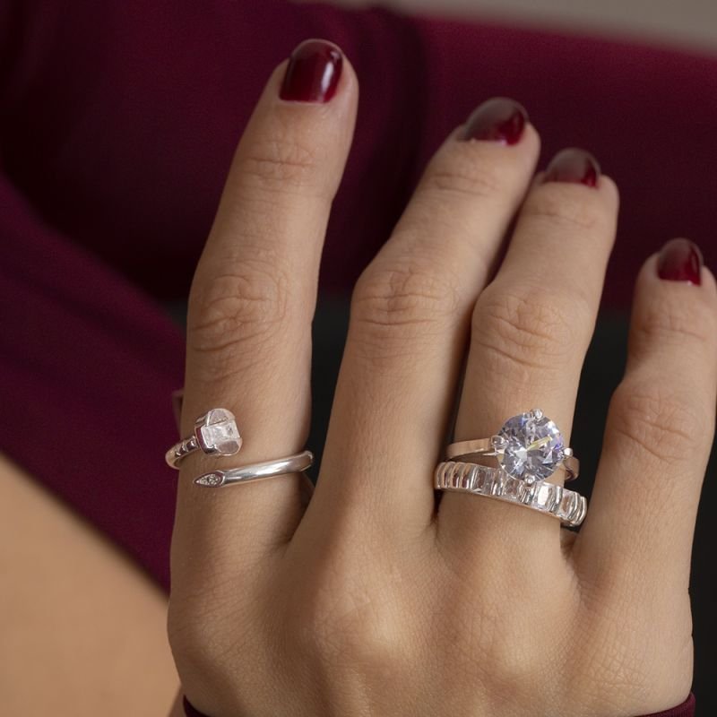 ANEL SOLITÁRIO DIAMONT PRATA