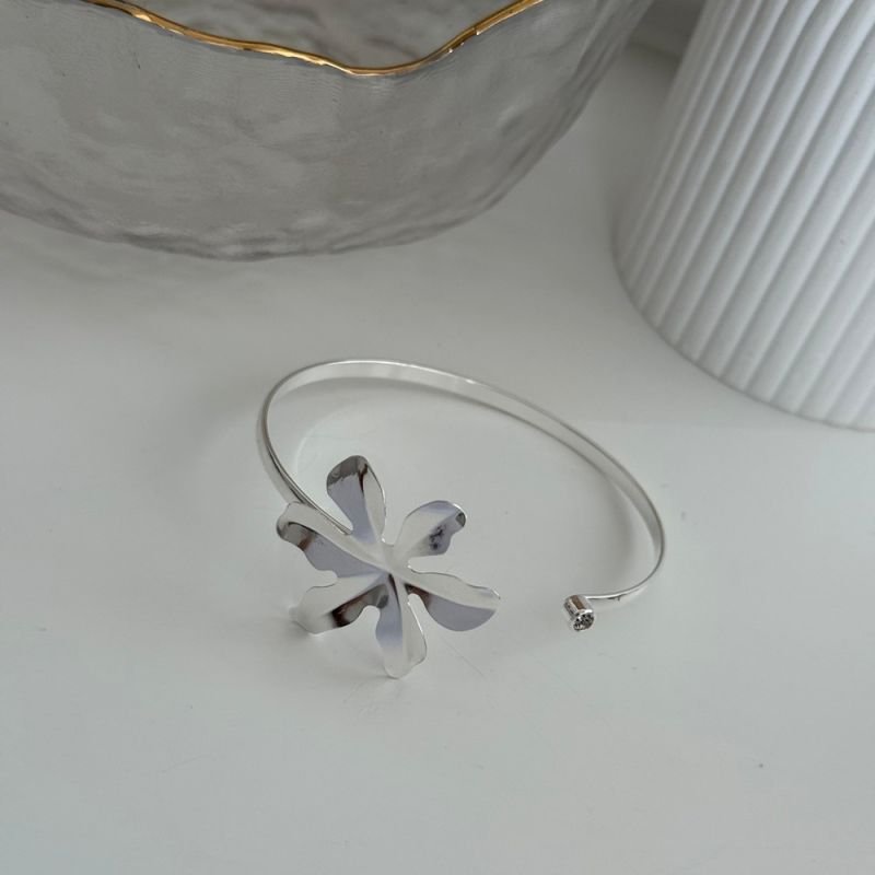 BRACELETE FLOR ORGÂNICA PRATA