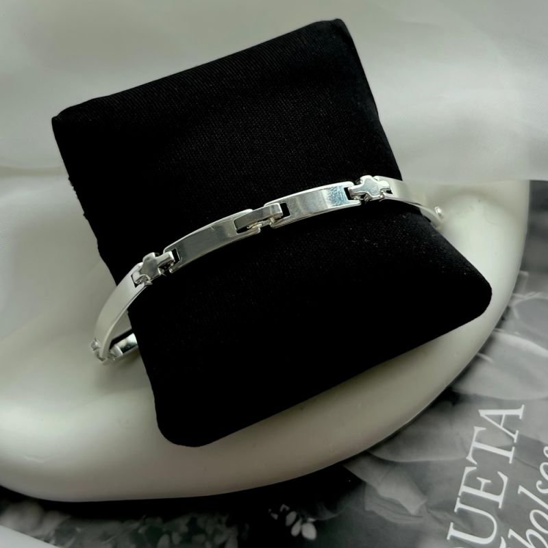 BRACELETE MASC PLACA+CRUZ PRATA