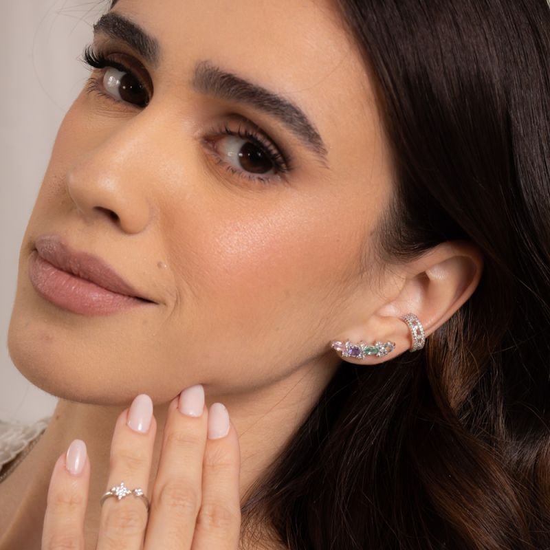 BRINCO EAR CUF PEDRAS COLORIDAS