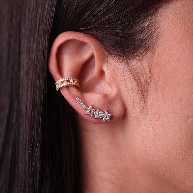 BRINCO EAR CUFF 3 FLORZINHAS
