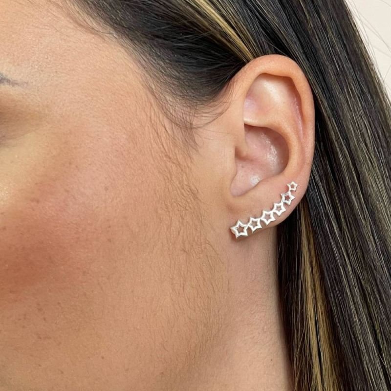 BRINCO EAR CUFf ESTRELAS PRATA 925