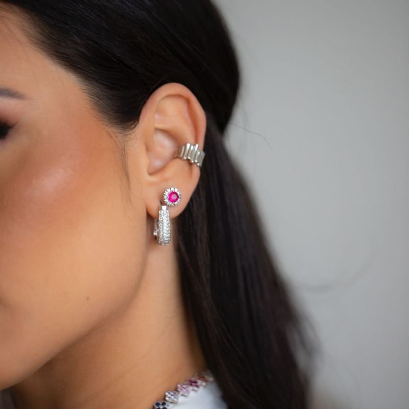 BRINCO REDONDO COM PEDRA