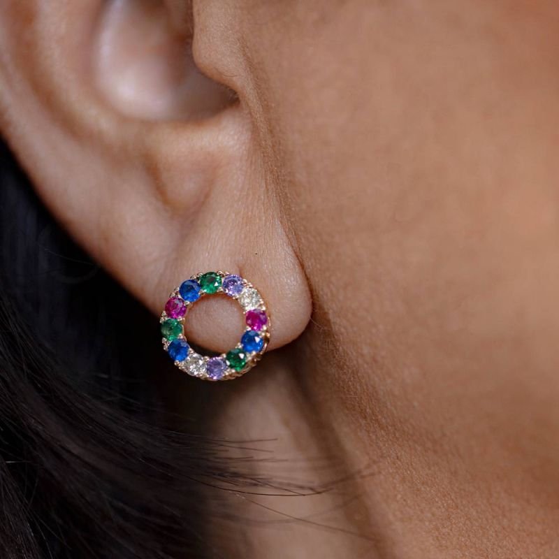 BRINCO REDONDO COM ZIRCONIAS COLORIDAS
