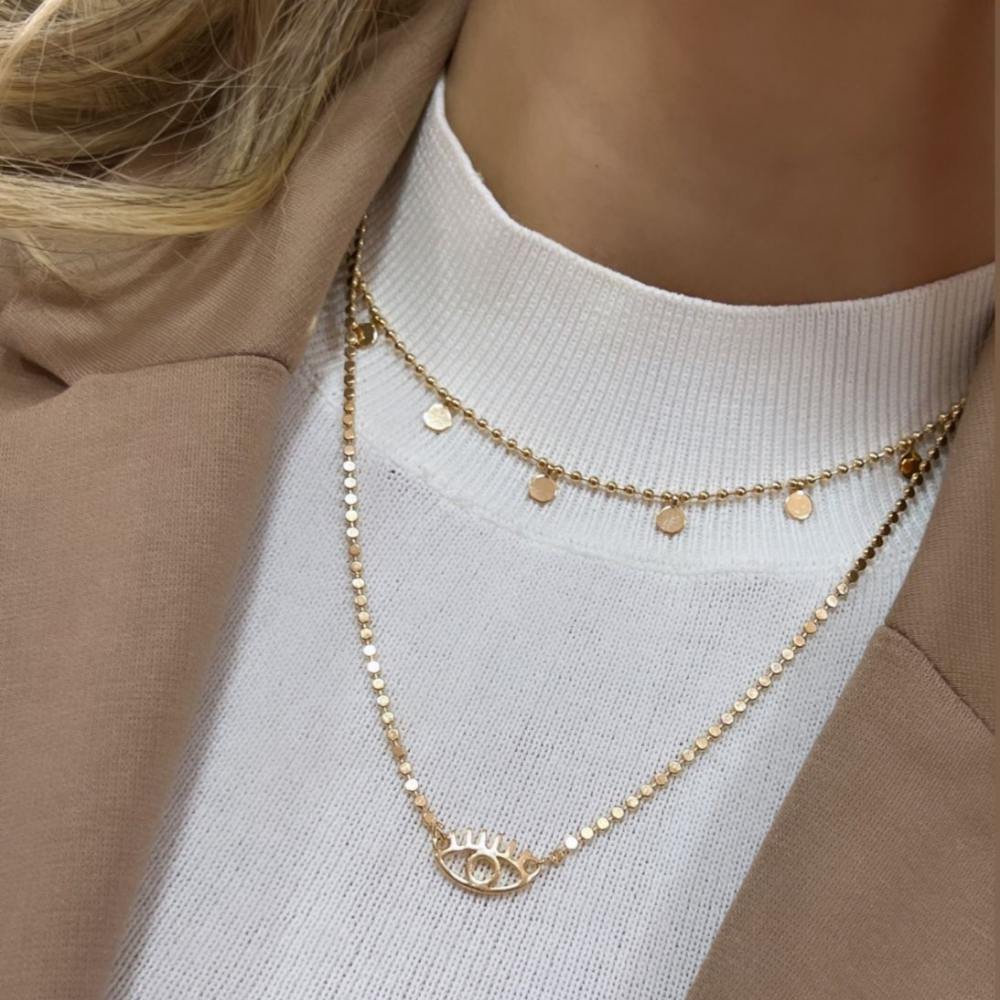 COLAR CHOKER DE BOLINHA COM CIRCULOS CHAPADOS