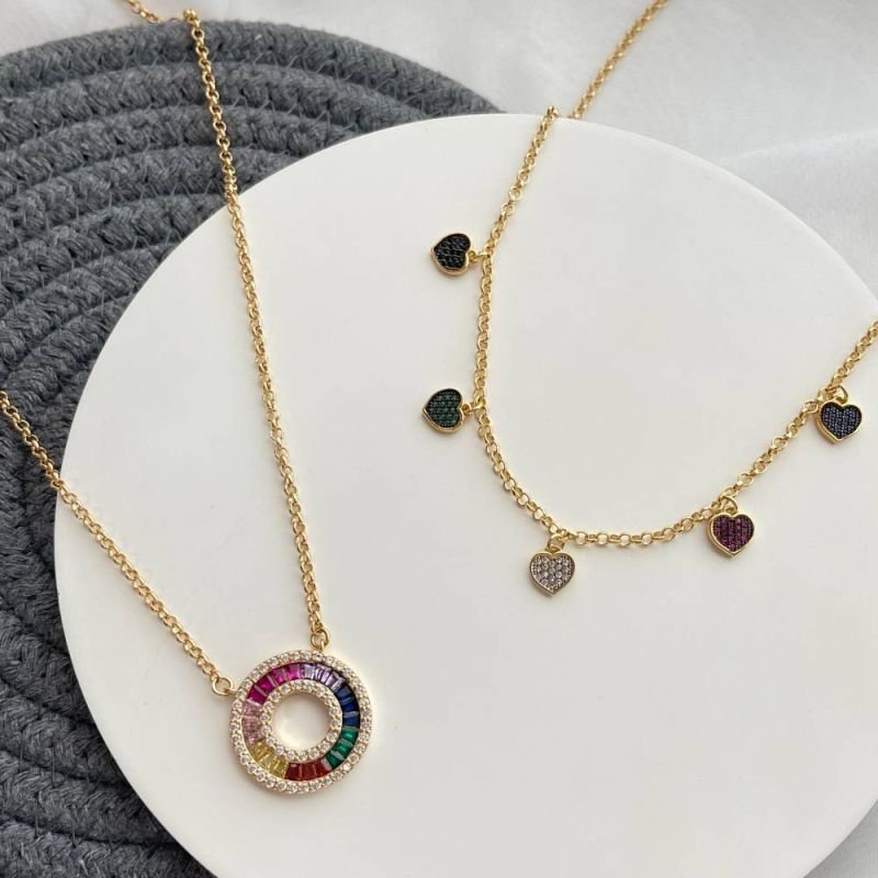 COLAR CHOKER 5 CORAÇÕES COLORIDOS