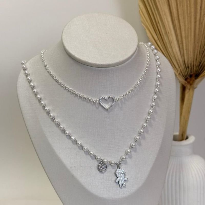 COLAR CHOKER CORAÇÃO PRATA
