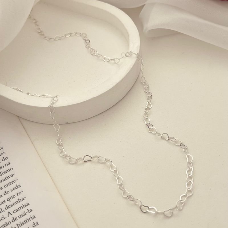 COLAR CHOKER CORAÇÕES PRATA