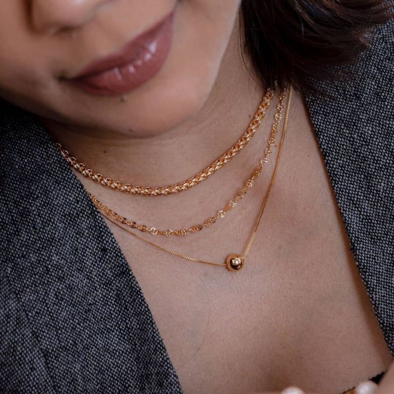 COLAR CHOKER CORRENTE - OURO 18K - 27
