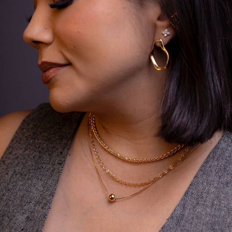 COLAR CHOKER CORRENTE - OURO 18K - 27
