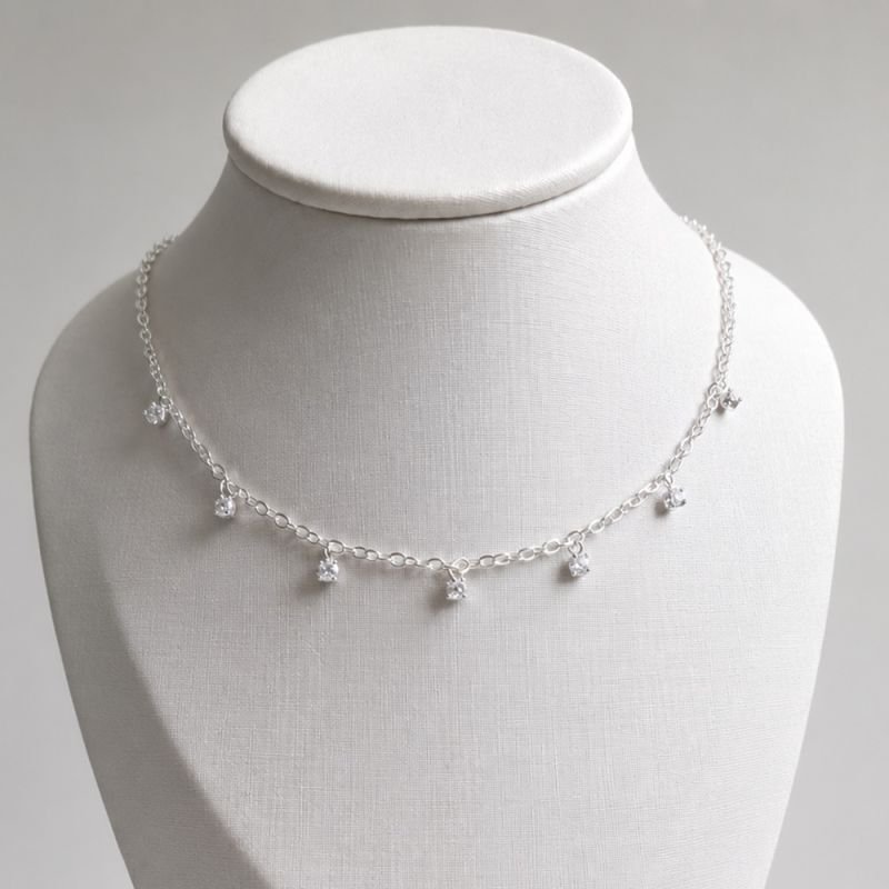 COLAR CHOKER ZIRCÔNIAS PRATA