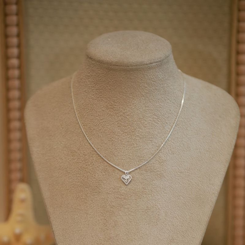 COLAR CORAÇÃO DIAMANTADO PRATA