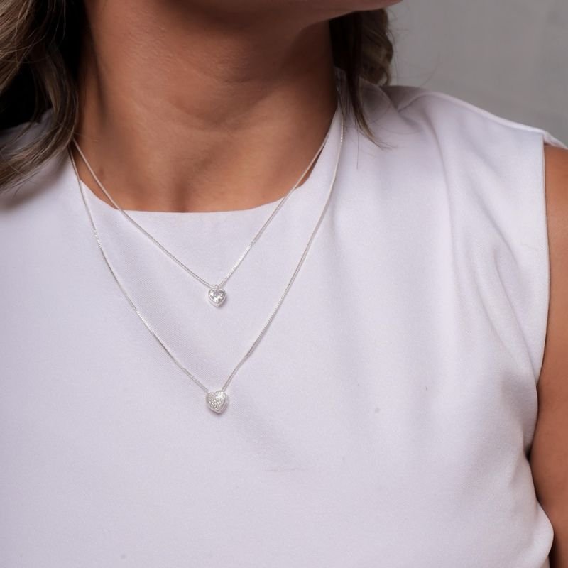 COLAR CORAÇÃO LUZ PRATA