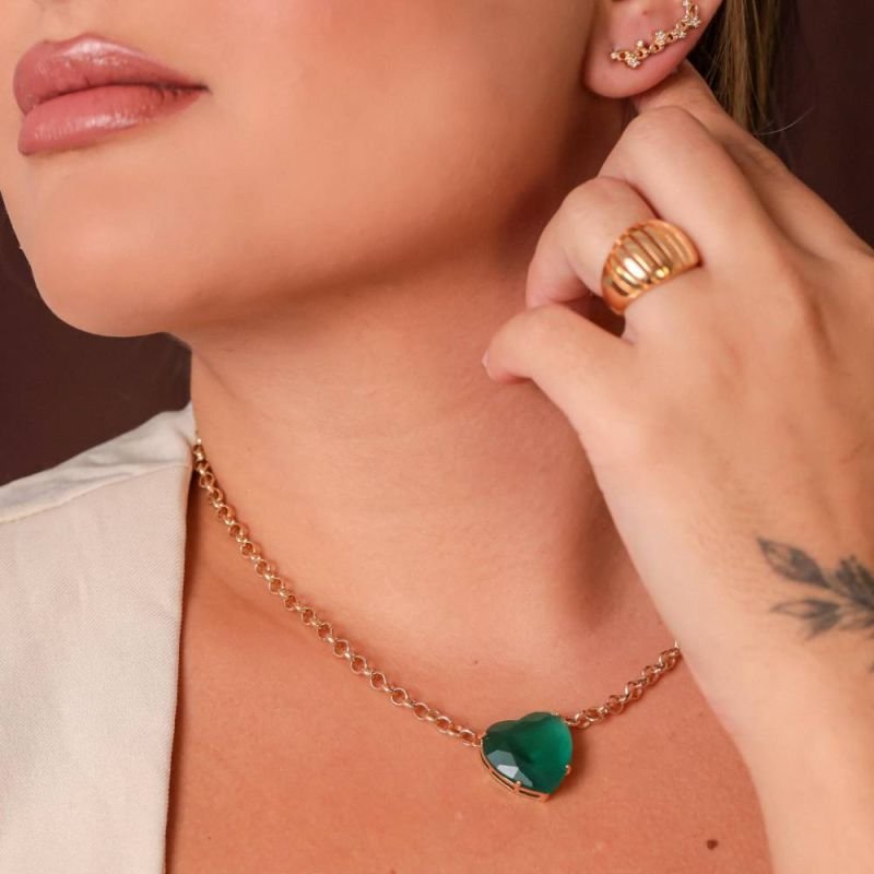 COLAR CORAÇÃO PEDRA