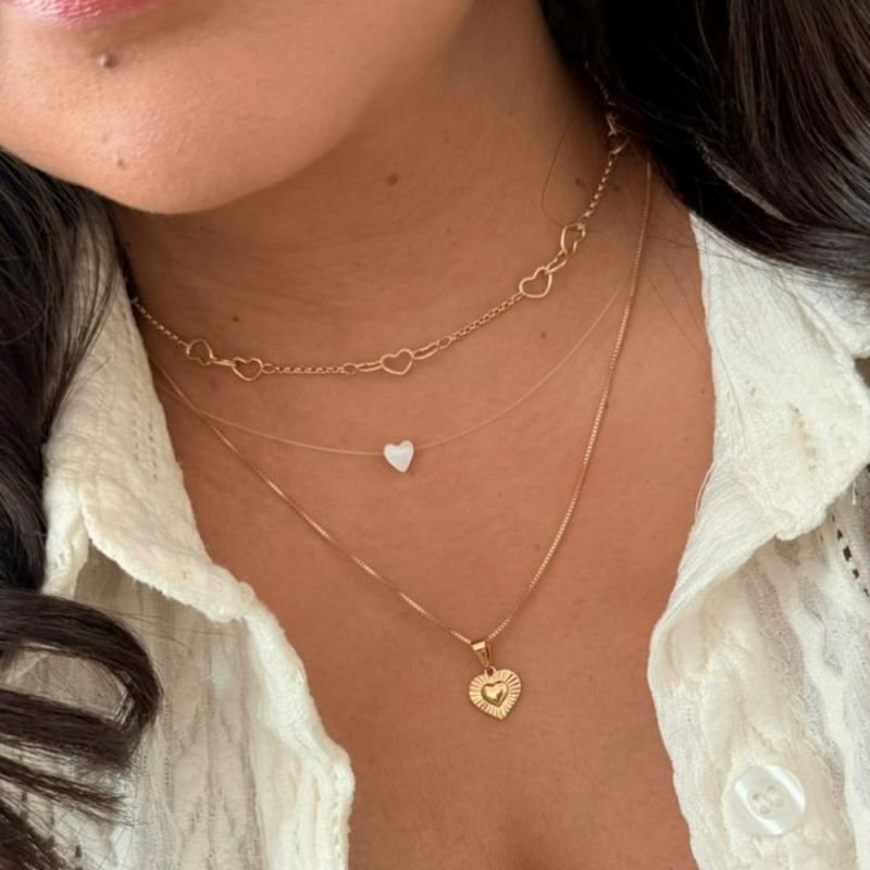 COLAR CORAÇÃO TEXTURADO/LISO