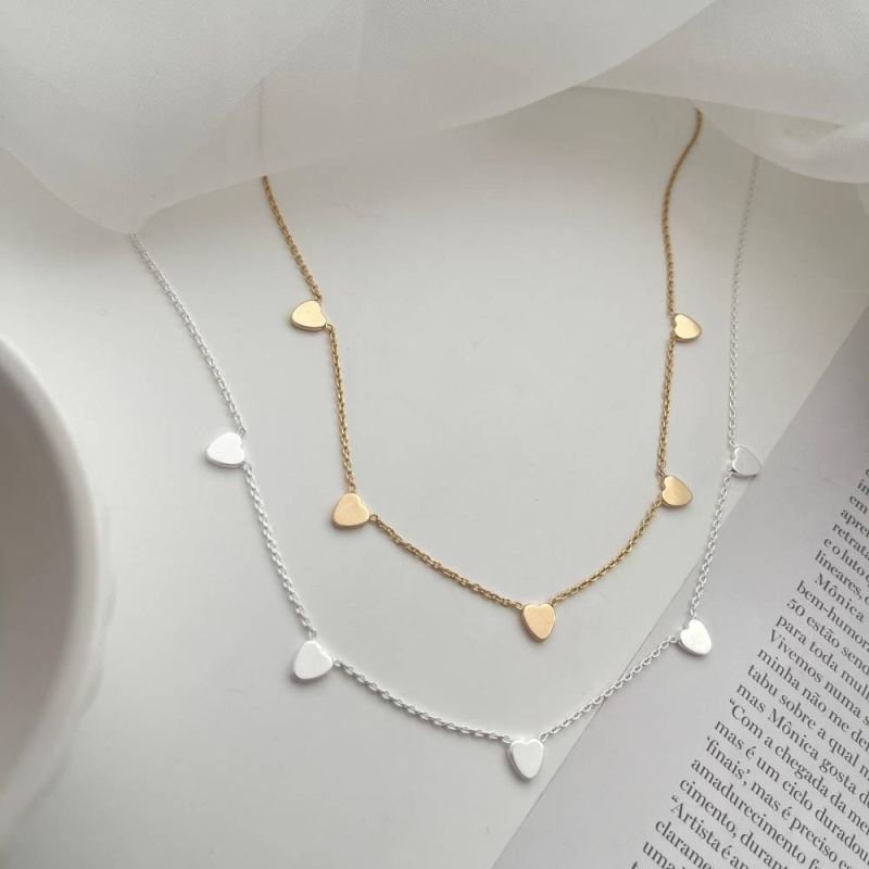 COLAR CORAÇÕES PRATA
