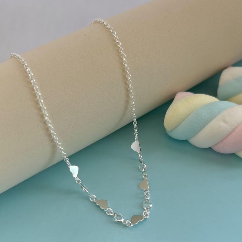 COLAR CORAÇÕES/ZIRCÔNIAS PRATA