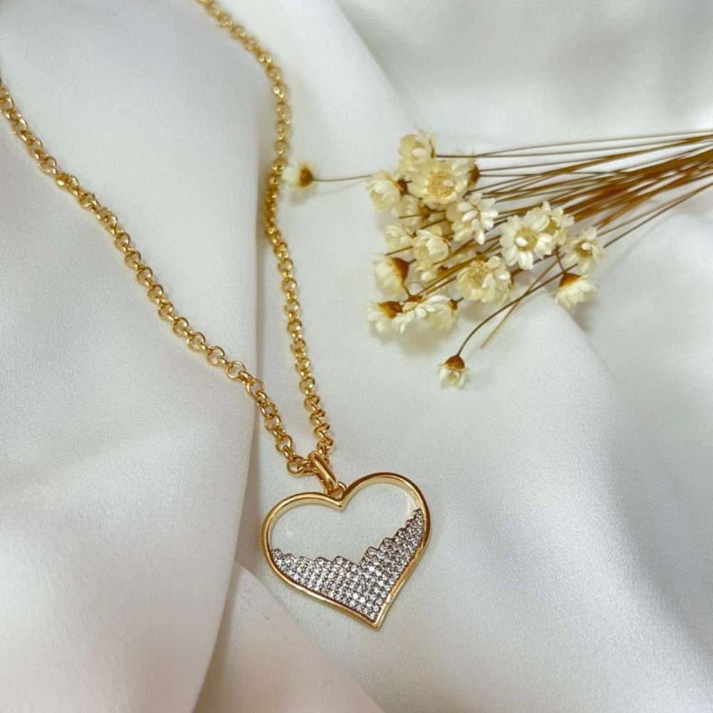 COLAR ELINHO PORTUGUES CORAÇÃO FRAGMENTADO