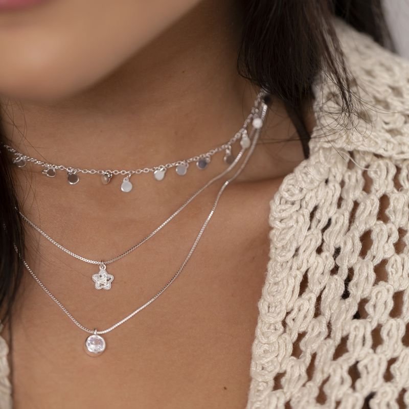 COLAR ESTRELA DIAMANTADO PRATA
