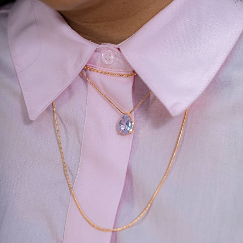 COLAR GOTA PEDRA - OURO 18K - ESMERALDA - 25