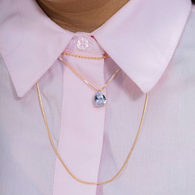 COLAR GOTA PEDRA - OURO 18K - ESMERALDA - 25