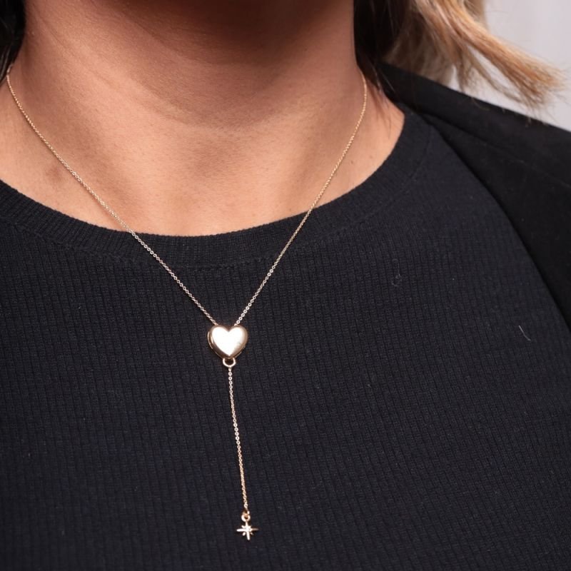 COLAR GRAVATINHA CORAÇÃO E ESTRELA