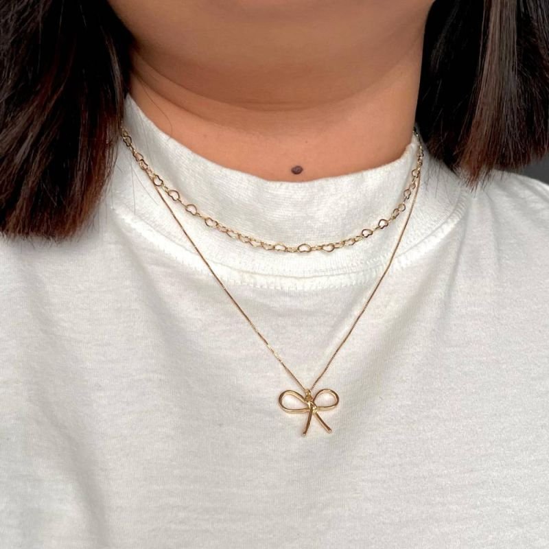 COLAR LAÇO LISO - OURO 18K - 27