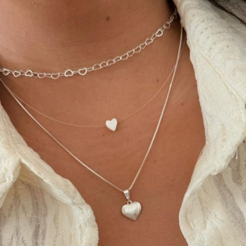 COLAR NYLON MADREPÉROLA PRATA