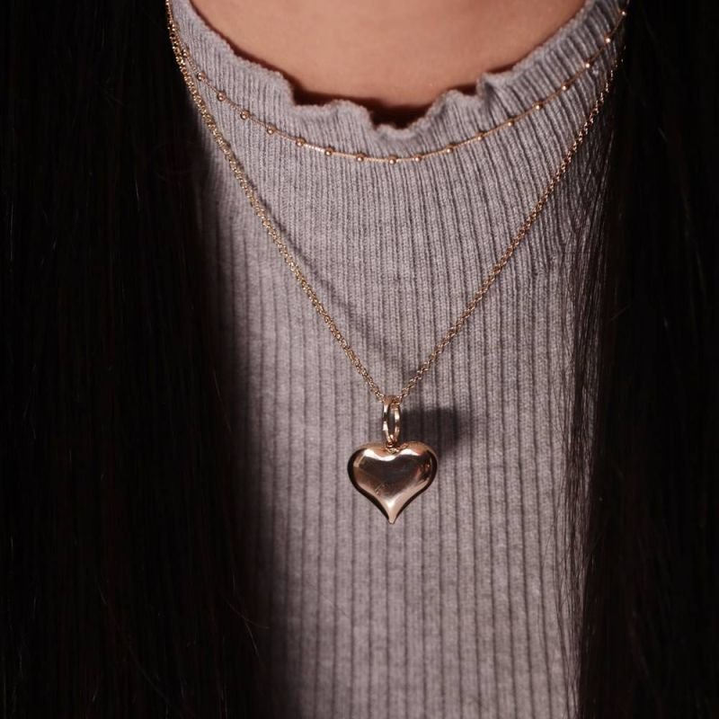 COLAR PINGENTE CORAÇÃO - OURO 18K - 47