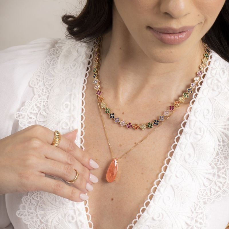 COLAR TREVO ZIRCÔNIAS