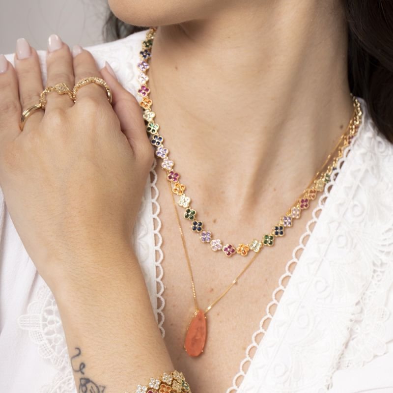 COLAR TREVO ZIRCÔNIAS