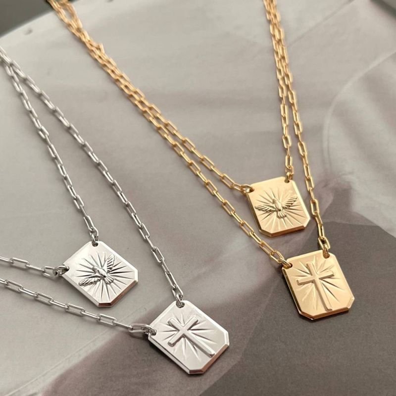 ESCAPULÁRIO CRUZ/POMBA - OURO 18K - 53