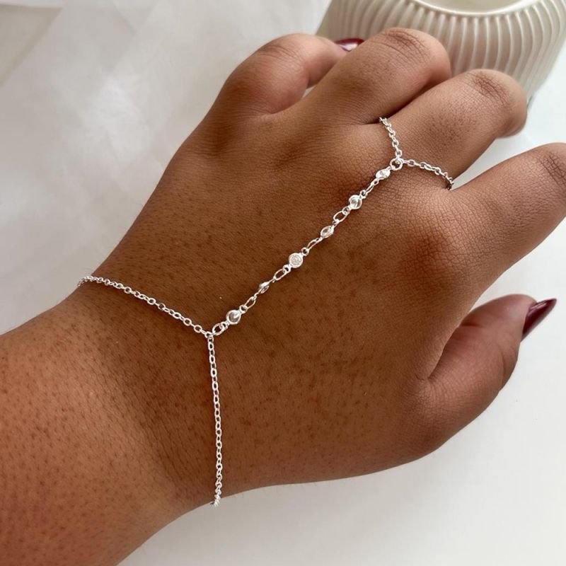 HAND CHAIN MINI ZIRCÔNIA PRATA